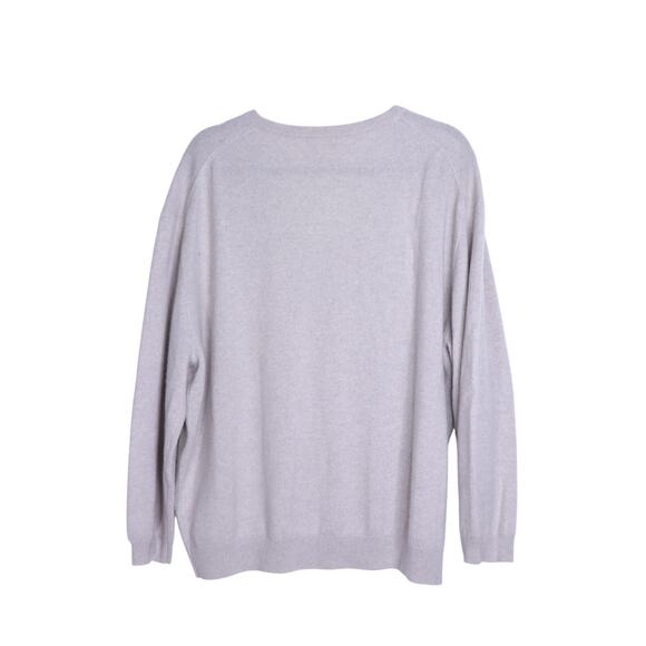J. CREW Cashmere Relaxed V Neck Sweater Heather Fog Long Sleeve Women's L - Picture 2 of 10